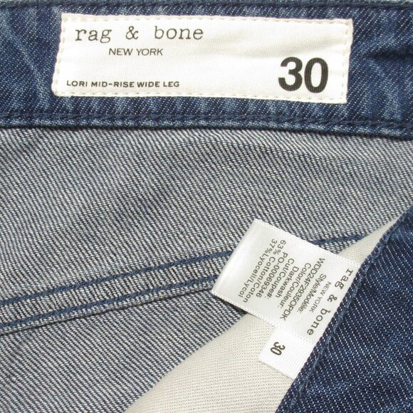 NWT Rag & Bone Lori Mid-Rise Wide Leg in Dark Wash Cloud Denim Jeans 30 - Picture 4 of 7